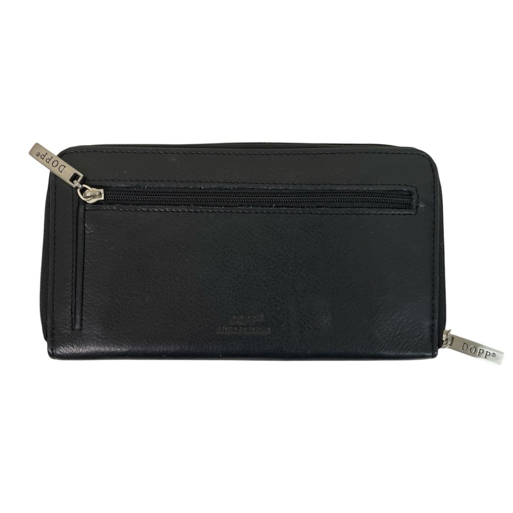 DOPP Women’s Wallet Soft Black Leather Zip Around Credit Card Bill & Coin
